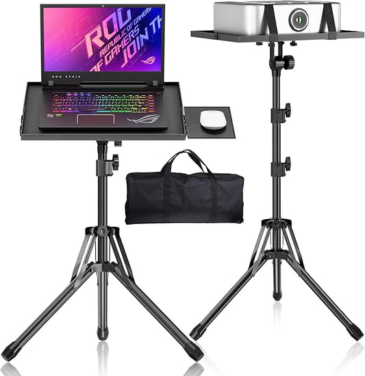 Projector Stand, Adjustable Height 26 to 56 Inch Laptop Tripod, Laptop Stand with Mouse Tray, Foldable Tripod for Projector with Carry Bag, Portable Podium Stand for Office, Home, Stage, DJ