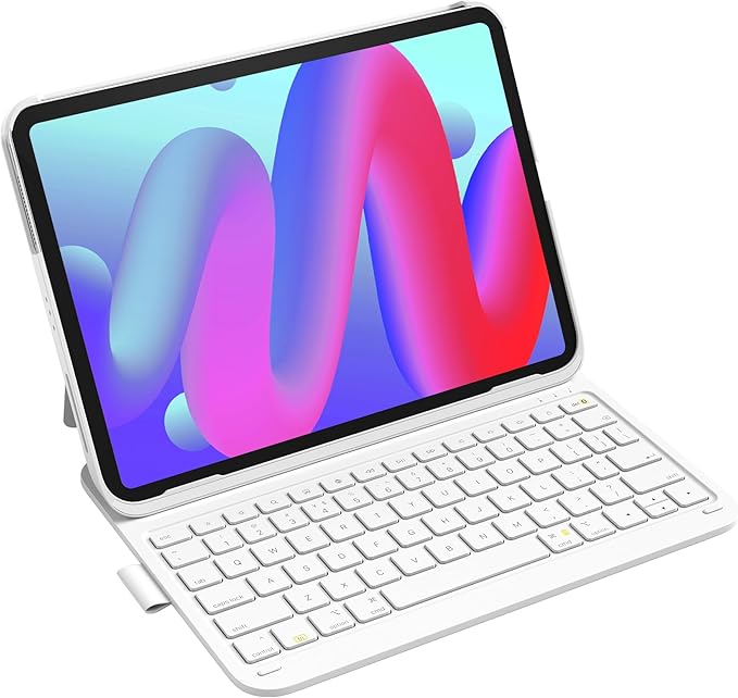 Inateck for iPad 10th/11th Gen Case with Keyboard, Ultralight Keyboard with Pen Holder for iPad 11th(2025 11" A16)/10th Gen(2022 10.9"), Air M4 2026/M3/M2 11 inch, Air 5/4, Pro 11 4/3/2/1,AirTap White