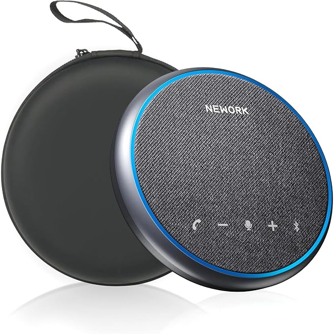Conference Speakerphone – 3 AI Noise Reduction Mics, 360° Clear Voice, 12H Battery, Bluetooth & USB-C, Perfect for Home & Office Meetings