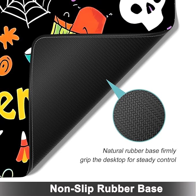 Large Mouse pad and Keyboard Support Set, Ergonomic Memory Foam Keyboard Wrist Rest, Extended Gaming Mouse Pad with Stitched Edges, Halloween Skull Bat XXL Desk Mat (31.5 X 11.8 in)