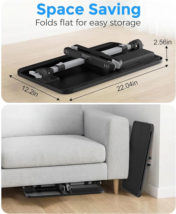 Laptop Bed Tray Table, Adjustable Sturdy Laptop Stand for Bed with Premium Materials, Folding Portable Lap Desk with Drawer for Writing Working Reading Eating Couch Floor (Black, 22.04"×12.2")