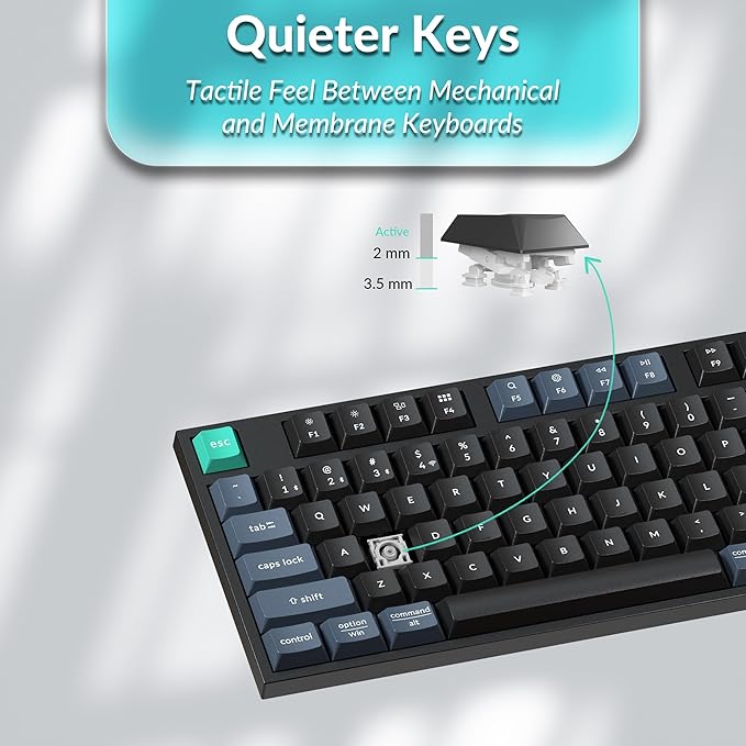 Keychron B33 2.4 GHz Wireless Bluetooth Keyboard Silent Typing 80% TKL Layout Launcher Support Ergonomic Angle Compatible for Mac Windows Linux-Deep Black