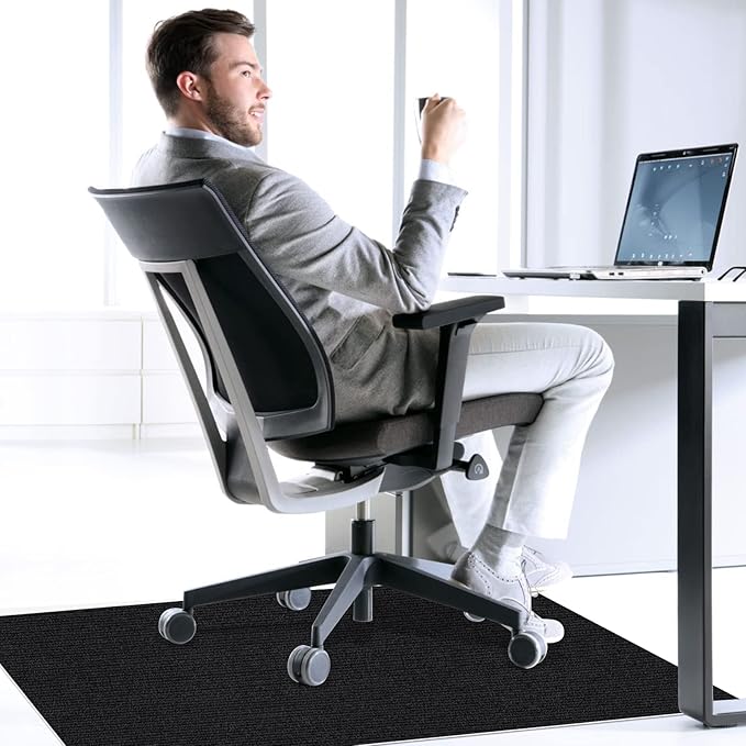 Sycoodeal Office Chair Mat,Computer Gaming Desk Chair Mat for Hard Wood & Tile Floor,Large Anti-Slip Floor Protector Rug,Easy to Clean,48" X 36" Black