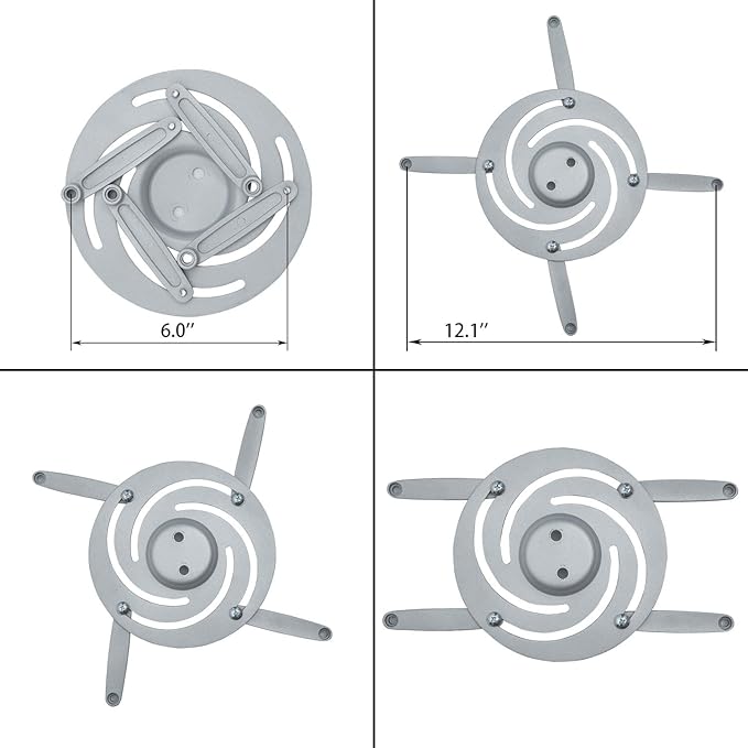 Ceiling Projector Mount Bracket with Adjustable Extendable Arms, Rotating Swivel Tilt for Home and Office Projectors (Extendable-Silver)