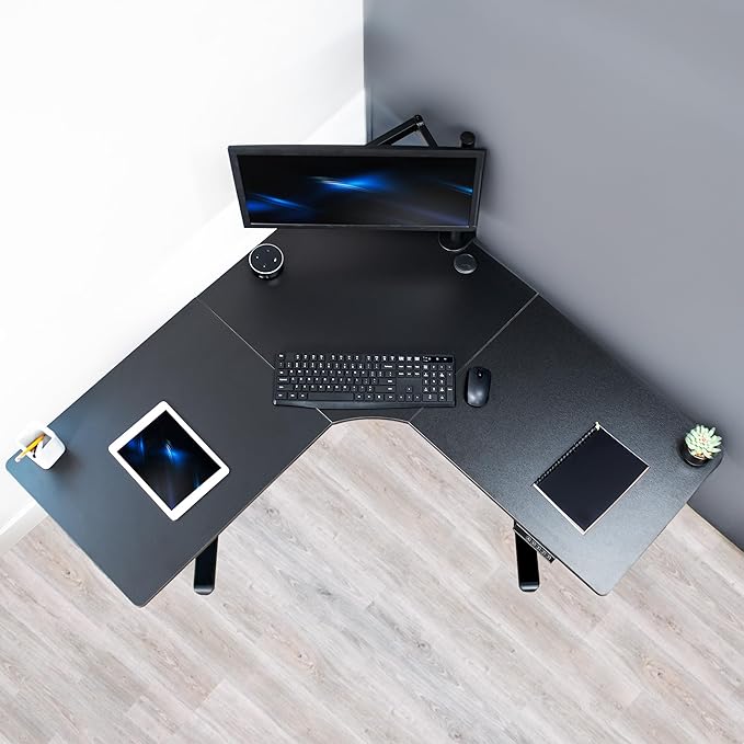 VIVO Electric Corner L-Shaped 47 x 47 in Standing Desk, Memory Height Adjustment, Black Top Black Frame, DESK-E1L94B
