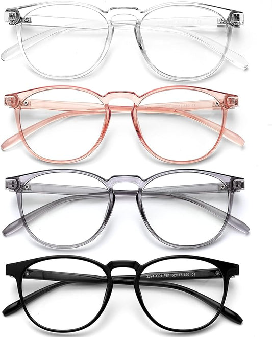Blue Light Blocking Glasses for Women/Men - 4-Pack Computer Reading/Gaming/TV/Phone Glasses, Anti-Glare