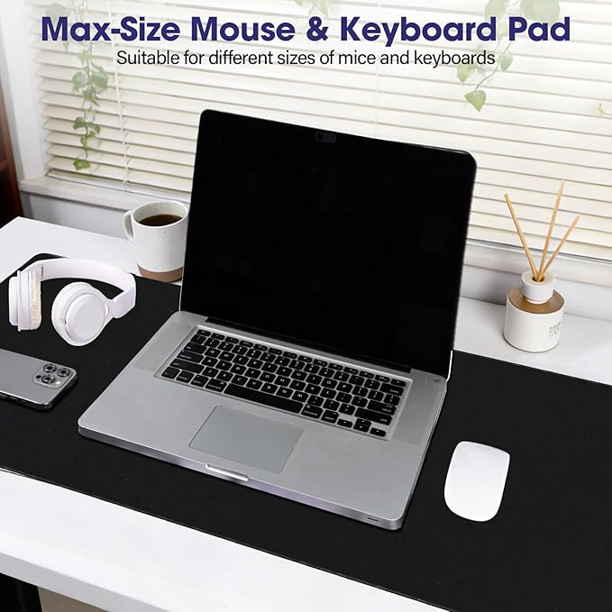 LifetimeWarrantly Full Desk Mouse Pad with Stitched Edges, 35.4” x 15.6” Waterproof Surface & Non-Slip Rubber Base – Ideal for Gaming, Office and Home, Black