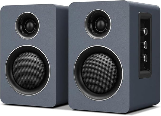 Computer Speakers for Desktop PC, Active Bookshelf Speaker with 3‘’ Carbon Fiber Woofer and Silk Film Tweeter ,Supports Bluetooth 5.3, USB-C, AUX/RCA Input for Record Player TV - Gray Stereo Set
