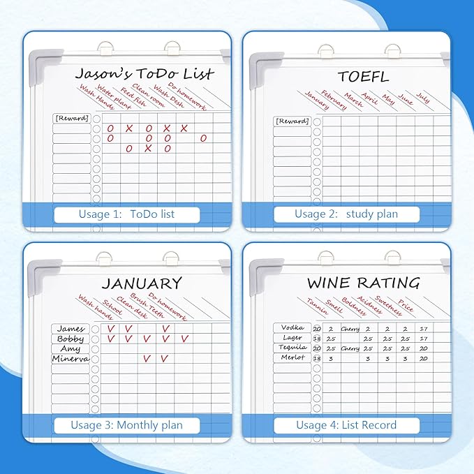Janlaugh 16" x 12" Magnetic Chore Chart Dry Erase Whiteboard Magnetic to Do List Chore Board with Lines Double Sided Weekly Calendar with Frame 8 Marker 1 Eraser for Family Multiple Adults