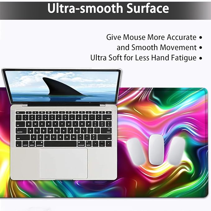 Large Mouse pad and Keyboard Support Set, Ergonomic Memory Foam Keyboard Wrist Rest, Extended Gaming Mouse Pad with Stitched Edges, Colored Gilt XXL Desk Mat (31.5 X 11.8 in)