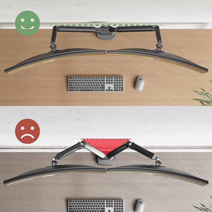 Dual Monitor Mount, Dual Monitor Stand for Two Ultrawide 13"-34" Flat/Curved Computer Screens, Low Profile Double Monitor Arms Hold up to 26.4bs, Easy Setup, VESA Mount 75x75/100x100mm