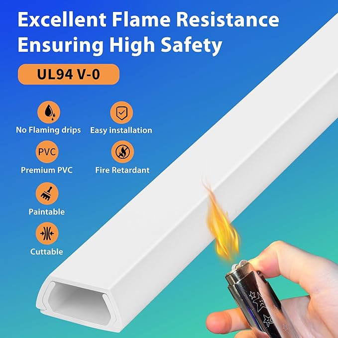 Wall Cable Hider Kit, 116in TV Wire Hider for Wall, Paintable Cord Hider Wall, Cord Organizer Hide 1-2 Cords Wall Mounted TV, Wire Cover for Wall, Cord Concealer 7XL16.5 W0.86 H0.43in, White