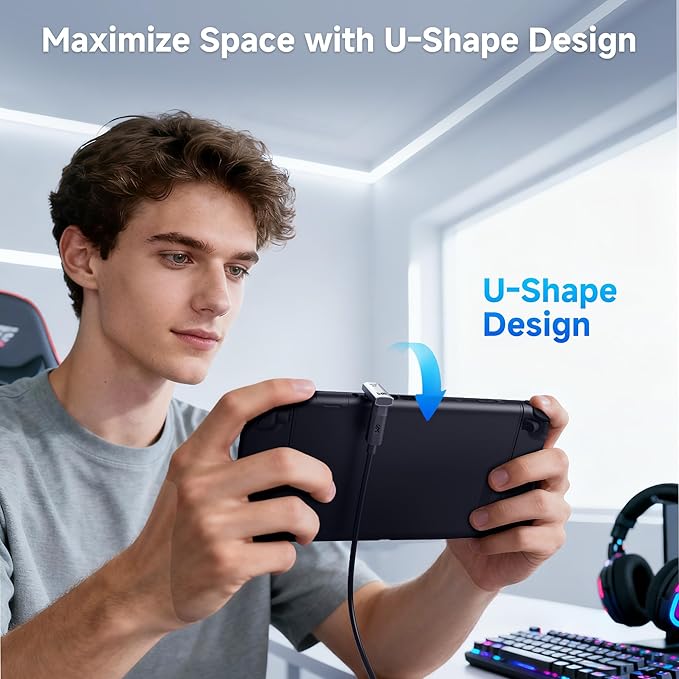 Cable Matters 2-Pack 40Gbps U-Shape 180 Degree USB C Adapter - 12mm / 0.47 in, [4K@240Hz Video, 240W Charging, 40Gbps Data Transfer], USB C Angle Adapter for iPhone 17, Nintendo Switch 2, Tablets
