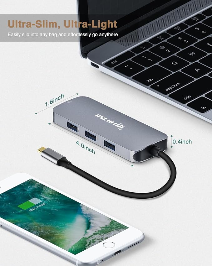 USB C Laptop Docking Station, 7 in 1 Type C Hub Multiport Adapter Dongle with 3 Monitors (Dual HDMI, VGA, PD, Ethernet, SD/TF, USB C/A Ports, Mic/Audio) Compatible for MacBook/Dell/HP/Lenovo Laptops