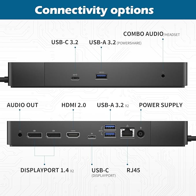 Dell WD19DC Docking Station, Performance Dock WD19DC, with 240W Power Adapter + 210W Power Delivery