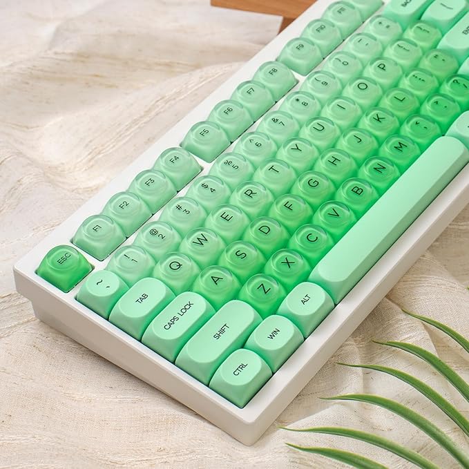 Sumgsn 132 Keys PBTJelly Keycaps MOA Profile Green Keycaps Comaptible with Wooting Keyboard 61/64/87/104/108 Cherry Mx Switches Mechanical Keyboards