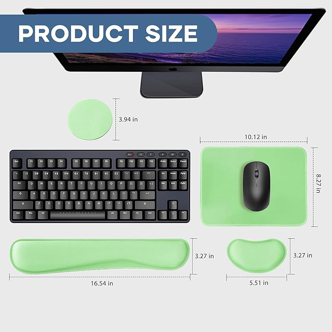 Office Ergonomic Memory Foam Computer Mouse and Keyboard Wrist Rest pad Support Carpal Tunnel, Wrist Rest for Keyboard and Mouse, Wrist Support Set