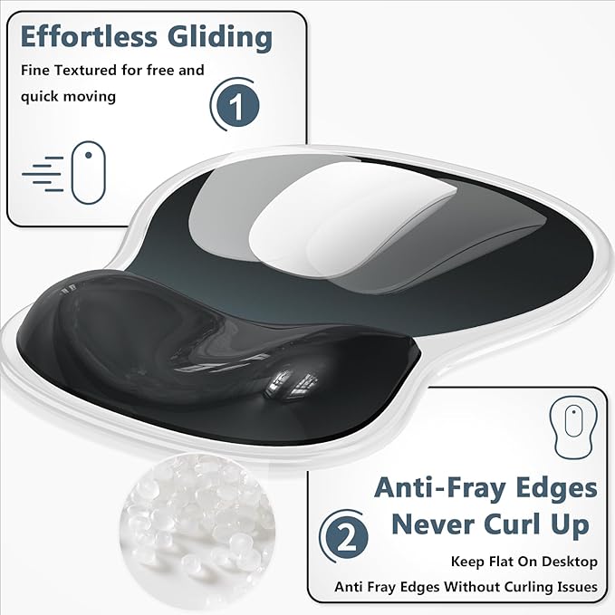 AKIT Ergonomic Mouse Pad with Wrist Rest& Keyboard Wrist Rest, Wrist Rest for Computer Keyboard, Pain Relief, Non-Slip Gel Base, Mousepad Wrist Support for Gaming, Office, Waterdrop Shaped Black