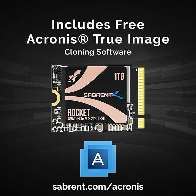 SABRENT Rocket 2230 1TB NVMe SSD – PCIe Gen4 M.2 2230 Internal SSD for Steam Deck, Surface Pro, ROG Ally – Up to 5000 MB/s Gen4 x4 Speed, DRAM-Less HMB Design [SB-2130-1TB]