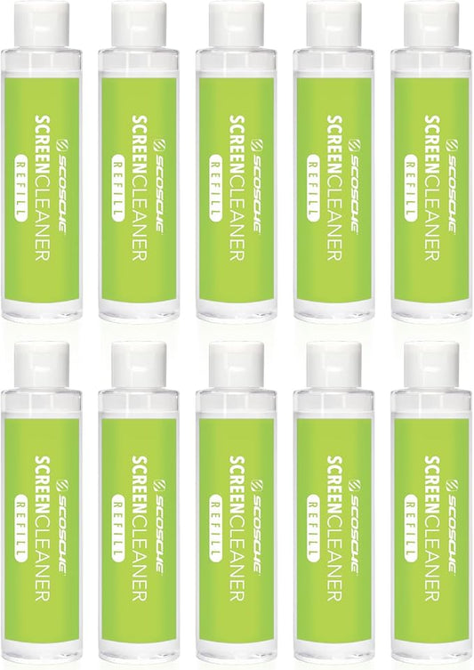 Scosche SCOCLNR Refill Bottles for Streak-Free Electronic Screen Cleaner Spray and Wipe Cleaning Kit for TV, Computer, Phone, iPhone, iPad, Laptop, MacBook, Car Touchscreen, 10 Pack of Refills
