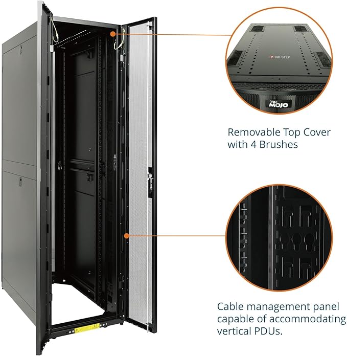 Tecmojo 48U Server Rack Cabinet - PRE-Assembled 24inch Width 48inch Depth IT Network Equipment Cabinet Rack Enclosure with Casters - 3000lbs Weight Capacity(06Black)