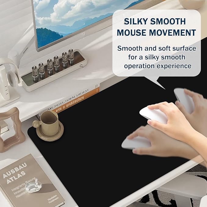 Mouse Pad Gaming - Desk Mat for Keyboard and Mouse - Black Large Mouse Pad for Desk, Mousepad (35.4" X 15.7") with Non-Slip Base, Desks Pad Mat for Gaming, Office and Home