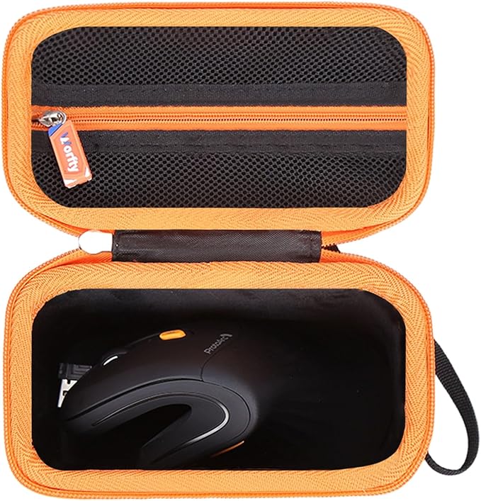 Case for ProtoArc Ergonomic Mouse, Travel Carrying Case Compatible with ProtoArc EM11 NL Bluetooth Rechargeable Wireless Vertical Mouse (Black-Orange)