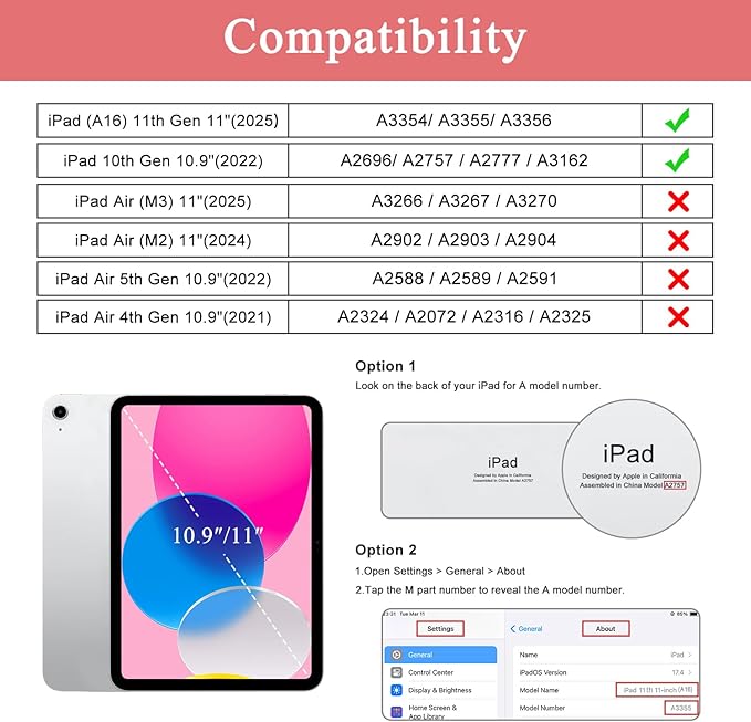 Soke for iPad (A16) 11th/10th Generation Case with Keyboard(2025/2022)-7 Color Backlight Wireless Detachable Folio Keyboard Cover with Built-in Pencil Holder for iPad 11/10.9 inch, Watermelon Red