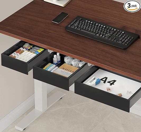 Under Desk Table Drawer Storage Organizer,3 Pack Large & Medium & Small Slide Out Desk Drawers - Hidden Desktop Organizer,Adhesive Storage Pencil Tray Under Table(BLACK/LMS)