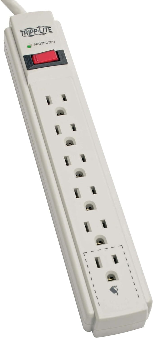 Tripp Lite 6 Outlet Surge Protector Power Strip, Extra Long Cord 15ft, & $20,000 Insurance (TLP615) Gray