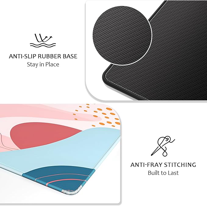 Auhoahsil Ultra Large Gaming Mousepad, XXL Desk Mat, Pretty Extended Full Size Desktop Matt for Keyboard, Laptop & Computer, 35.5 x 15.7 in, Abstract Orange Pink Pattern