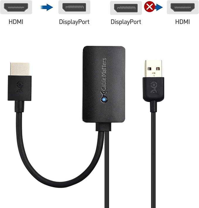 Cable Matters HDMI to DisplayPort Adapter (HDMI to DP Adapter) with 4K Video Resolution Support