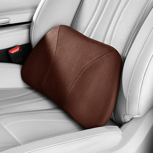 Lumbar Support Pillow,Back Pain Relief Cushion,fits tightly around the waist,Memory Foam,Skin-friendly Suede Fabric,fit Car Drive,Office chair,Rest seat,Improve Posture,Portable,15.5''Lx 8.7''H