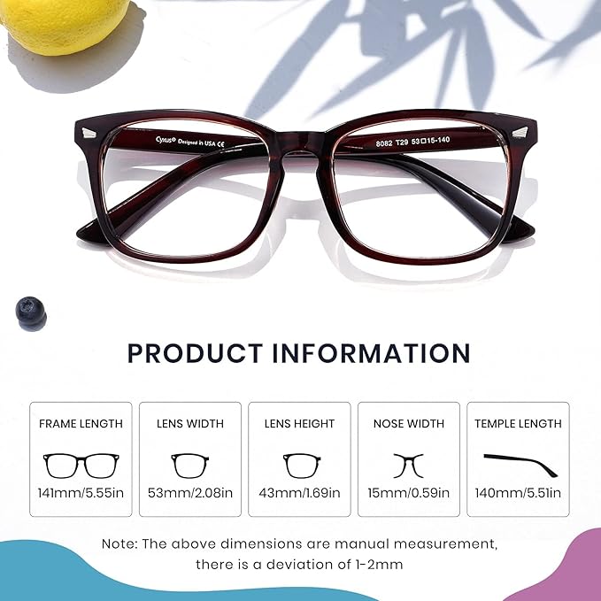 Cyxus Blue Light Glasses Men Women Reduce Eye Strain UV Blocking for Office Work Computer Screen 8082