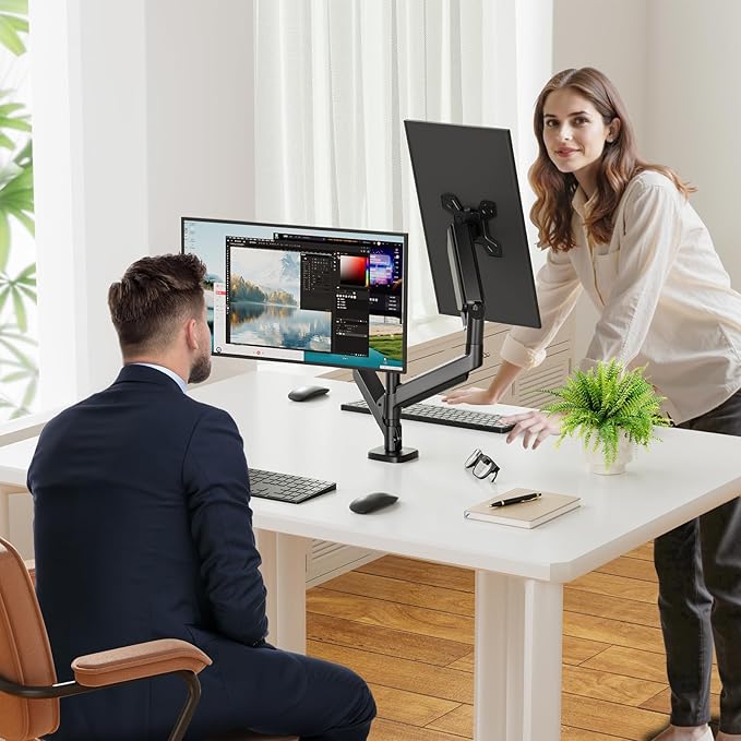 Simple Trending Dual Monitor Stand for 17-27 inch Computer Screens, Computer Stand, Adjustable Stand for 2 Monitors Holds up to 20 lbs, Black