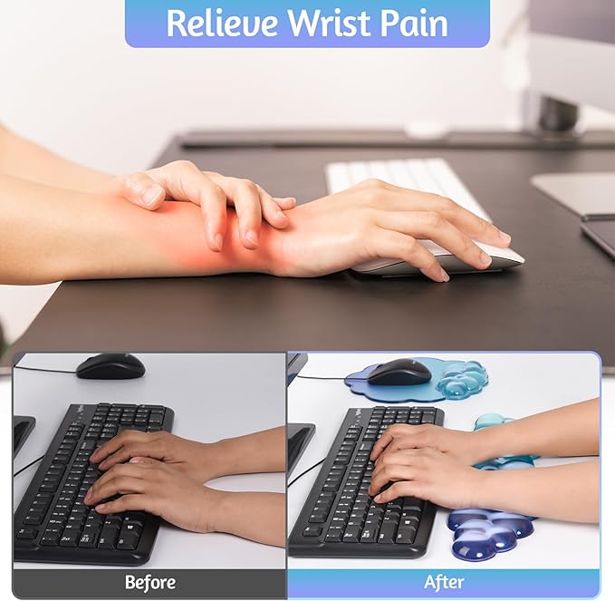 Gradient Purple Cloud Keyboard Wrist Rest with Gel Mouse Pad - Cute Office Accessories Ergonomic Mouse Pad for Computer/Laptop/Gaming/Home/Office/Typing Pain Relief