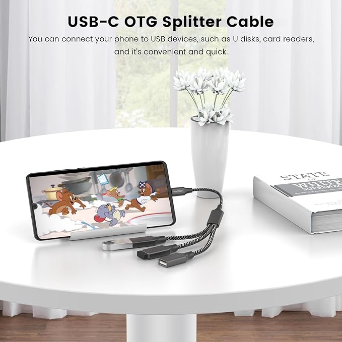 USB C Male to Three USB Female Cable Adapter, Type C to 3 Type A 2.0 Port Splitter Dongle Cord Converter Connector Multiple Multi Hub for MacBook, iPad Pro Air, Microsoft Surface Go, PC, Laptop