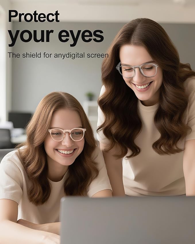 Blue Light Glasses for Woman, Blue Light Blocking Lightweight Round Eyeglasses for Computer TV Gaming Phone Screen,Eye Strain