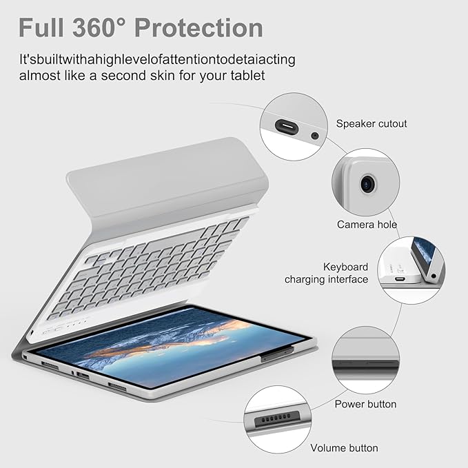 MMK Galaxy Tab A9 Plus Case with Keyboard (11" 2023), Compatible with Samsung A11 Plus Tablet Case Keyboard (11" 2025, SM-X230, SM-X236B), Wireless Detachable-Gray