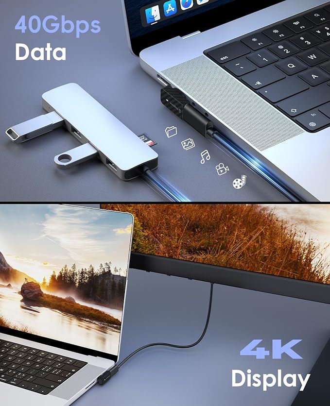 Magtame Magnetic USB C Adapter 90 Degree 24Pin 240W (1Pack with 2 Tips), Right Angle Carbon Fiber Plastic Male to Female USB C Extender, 40Gbps & 4K Video for Laptop, iPhone 17/16/15, Galaxy, Laptop