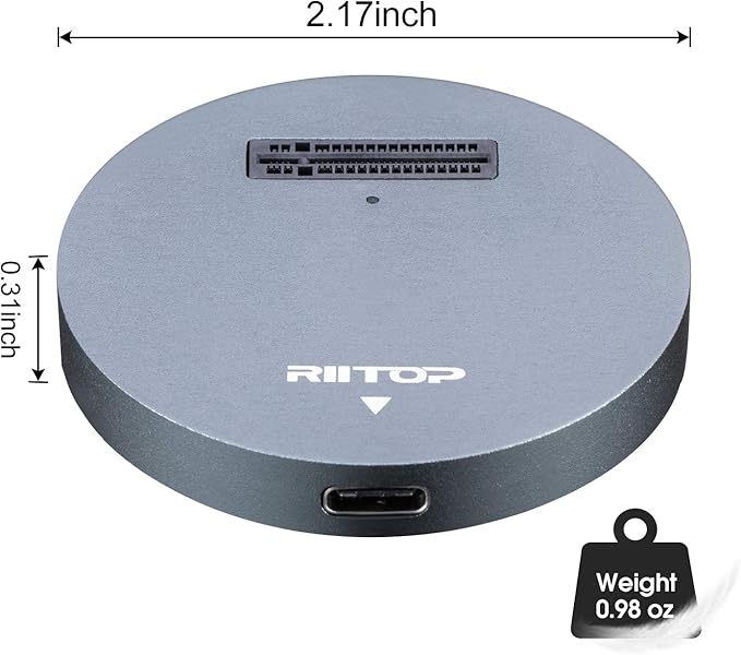 RIITOP NVMe to USB Docking Station, External M.2 PCI-e NVMe SSD to USB-C Reader Adapter for M.2 (M Key) SSD