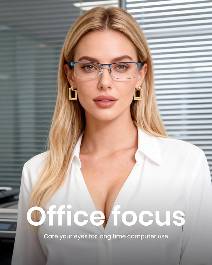 Cyxus Blue Light Blocking Glasses for Men Woman Semi Rim Computer Gaming Office Study Eyeglasses with UV Protection 8001
