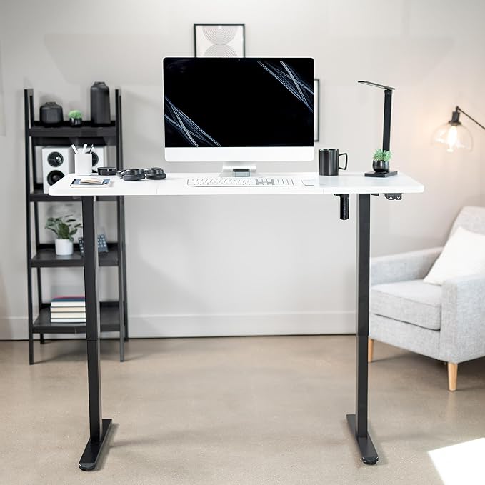 VIVO Electric 60 x 24 inch Stand Up Desk, Height Adjustable, White Top Black Frame, Home and Office Furniture Sets, DESK-KIT-B06W