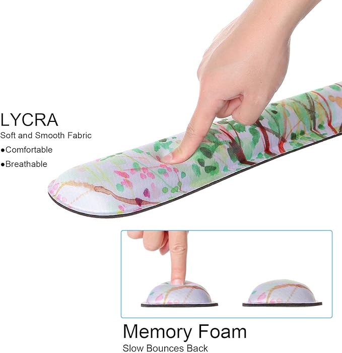 Ergonomic Mouse Pad with Wrist Rest Support and Keyboard Wrist Rest Pad, iDonzon Cute Wrist Pad with Non-Slip Rubber Base and Raised Memory Foam, Easy Typing & Pain Relief, Four Seasons Tree