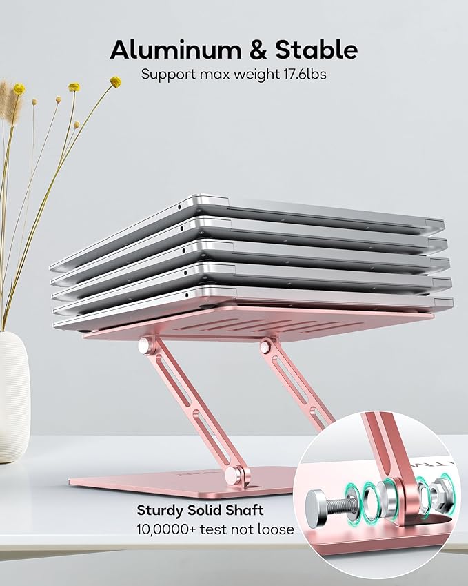 Adjustable Laptop Stand, Ergonomic Computer Stand for Desk, Aluminum Ventilated Colling Printer Stand Compatible with MacBook Pro Air, HP, 10-15.6" All Laptops