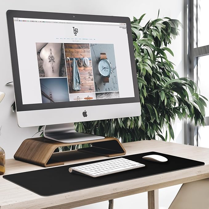 Large Mouse Pad, Desk Mat Office Desk Pad Gaming Mouse Pad with Stitched Edges, 31.5" x 15.7" Mousepad with Non-Slip Waterproof Rubber Base for PC Laptop Desk Home Office Accessories, Black