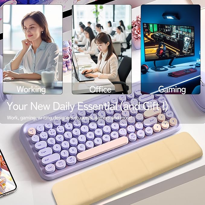 Memory Foam Keyboard Wrist Rest - Ergonomic Support for Laptop & Mac, Comfortable Wrist Pad for Pain Relief, Non-Slip Base, Typing & Gaming Cushion for Office, Home, 60% 75% 87 Key Keyboard Support