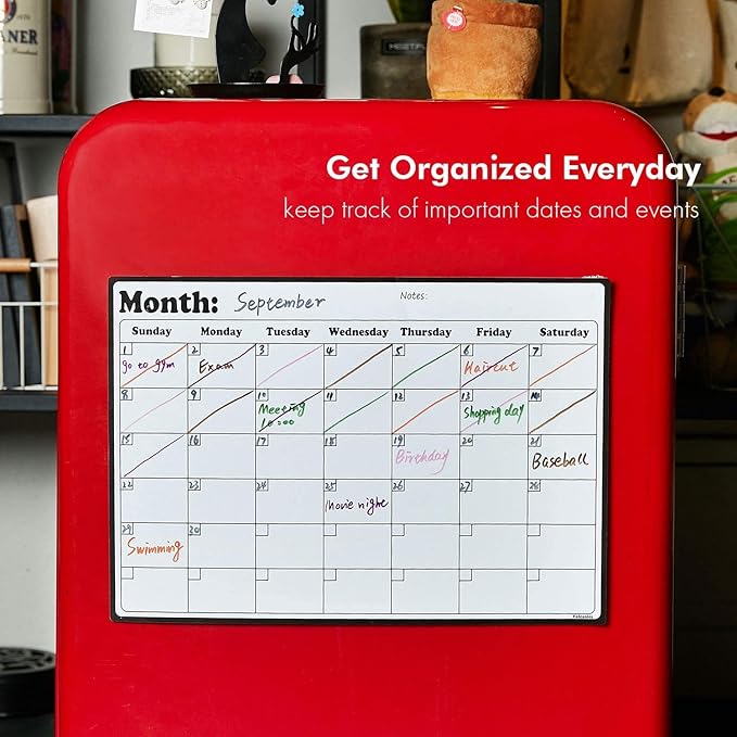 Volcanics Fridge Calendar Magnetic Dry Erase Whiteboard for Refrigerator Planners 11.5 Inches X 14.7 Inches (Pack of 2)