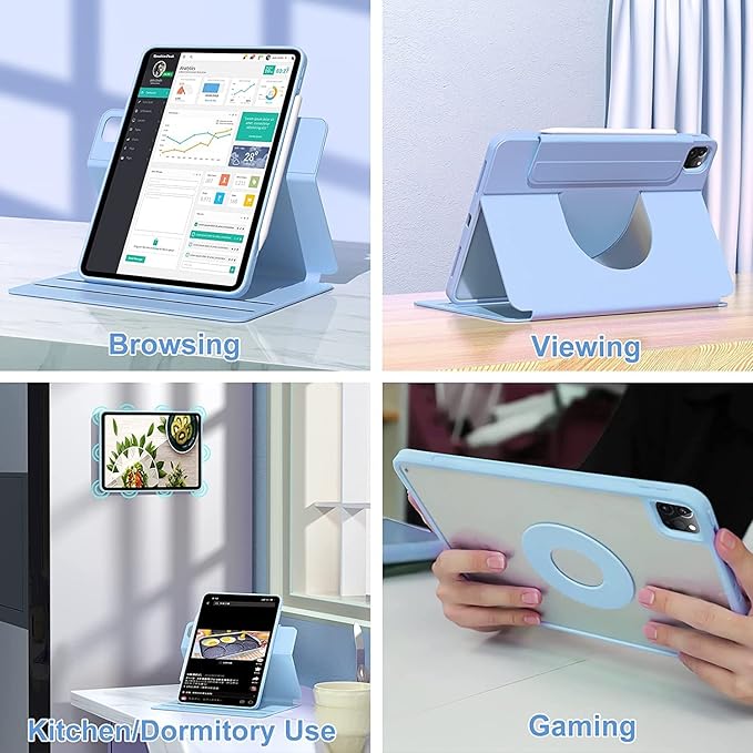 Vertical Keyboard Case for iPad Air 11inch 2025(M3)/2024(M2)/Air 5/4 with Mouse, Rotating Case aslo for iPad Pro 11 with Keyboard Mouse Combo, Magnetic-Lavender