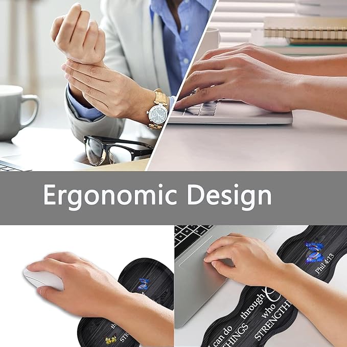 Large Gaming Mouse Pad + Keyboard Wrist Rest + Wrist Support + Coaster Set, Memory Foam Ergonomic for Easy Typing, XXL Extended Gaming Mouse Pad Table Pad - Vintage Wooden Bible